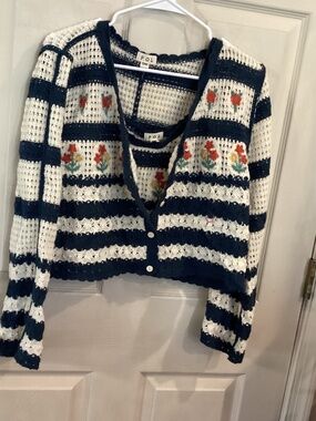 NWOTPOL CAMI CARDIGAN SET ONE SIZE